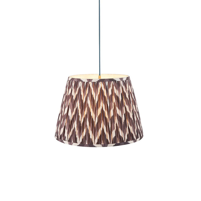 Eltham And Zigzag 40cm Pearl Grey Shade Ceiling Light With Blue Colour Braided Cable