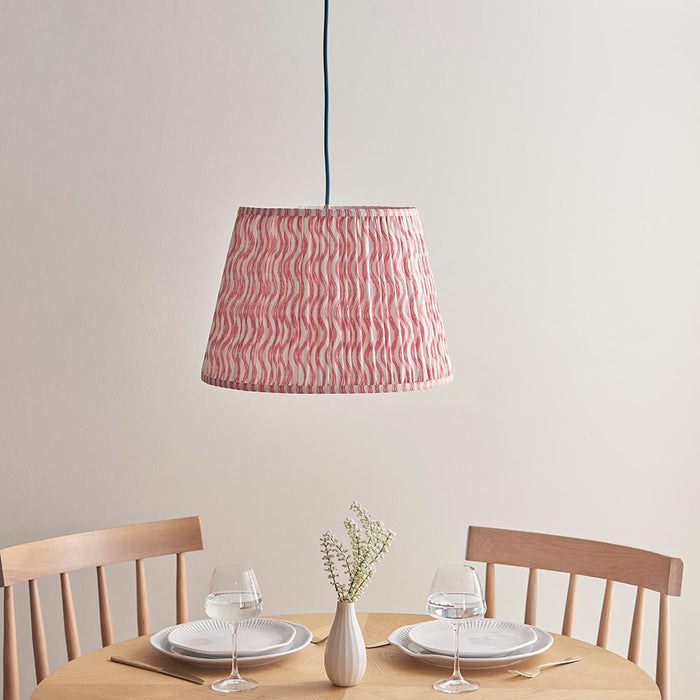 Eltham And Ripple 40cm Coral Pink Shade Ceiling Light With Blue Colour Braided Cable