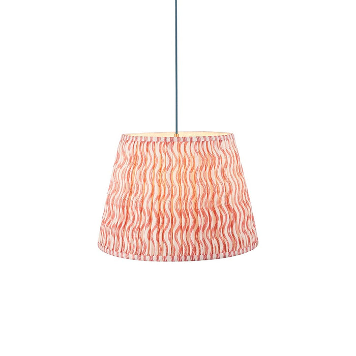 Eltham And Ripple 40cm Coral Pink Shade Ceiling Light With Blue Colour Braided Cable