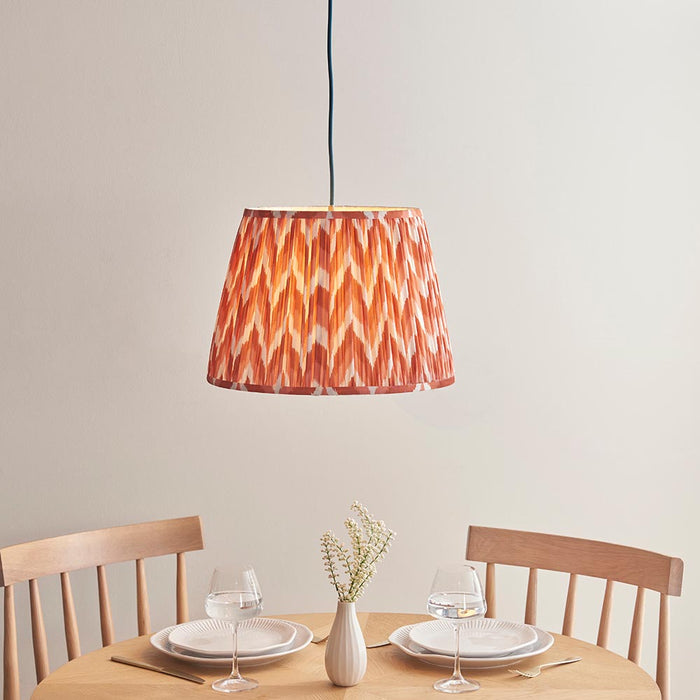 Eltham And Zigzag 40cm Apricot Orange Shade Ceiling Light With Blue Colour Braided Cable