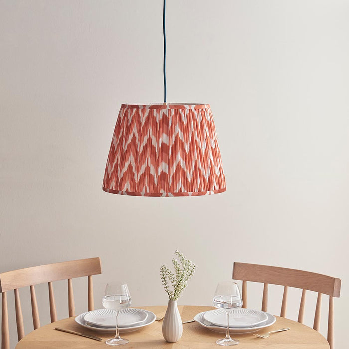 Eltham And Zigzag 40cm Apricot Orange Shade Ceiling Light With Blue Colour Braided Cable