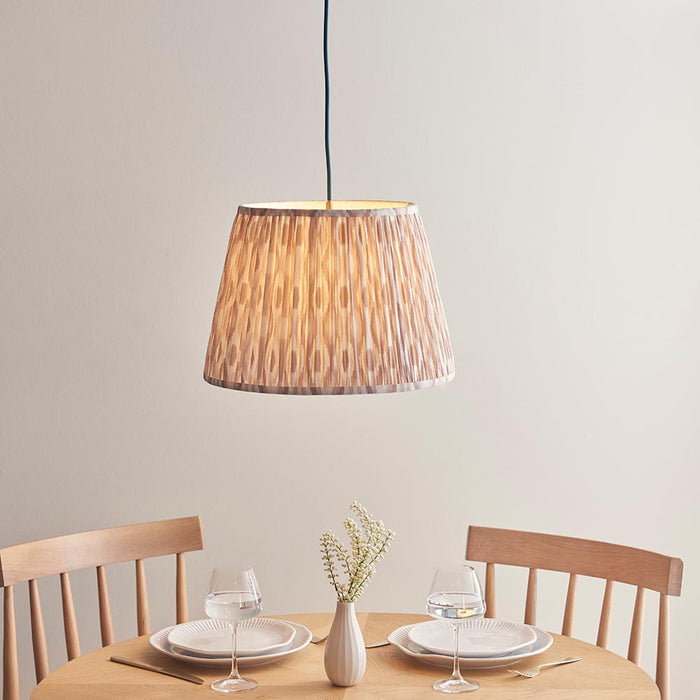 Eltham And Ikat 40cm Neutral Shade Ceiling Light With Blue Colour Braided Cable