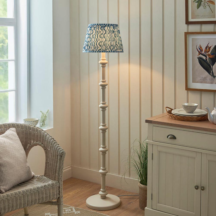 Carnaby And Ripple 35cm Marlin Blue Shade Floor Lamp With Satin Almond White Base