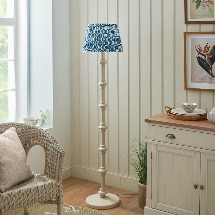 Carnaby And Ripple 35cm Marlin Blue Shade Floor Lamp With Satin Almond White Base
