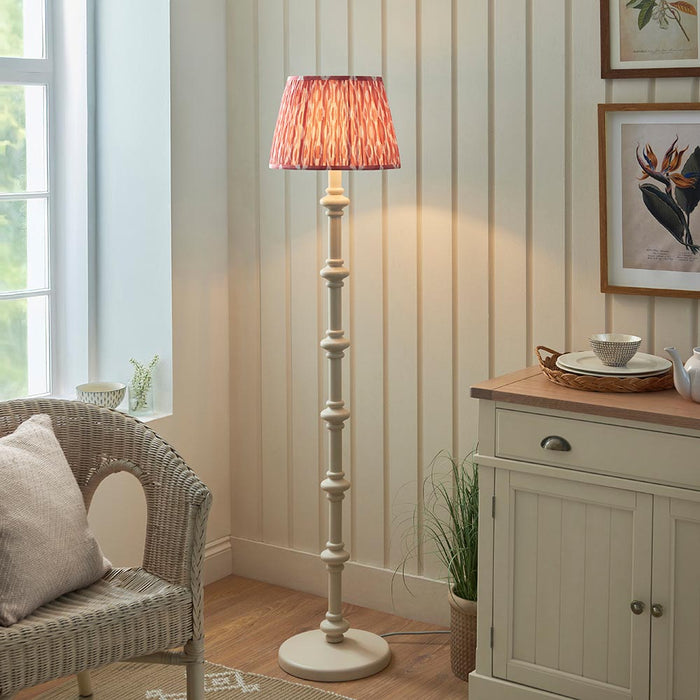 Carnaby And Ikat 35cm Coral Pink Shade Floor Lamp With Satin Almond White Base