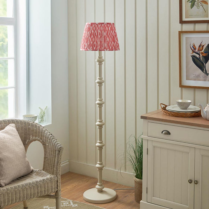 Carnaby And Ikat 35cm Coral Pink Shade Floor Lamp With Satin Almond White Base