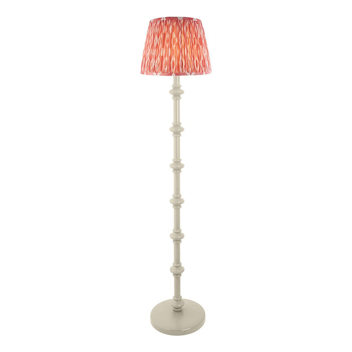Carnaby And Ikat 35cm Coral Pink Shade Floor Lamp With Satin Almond White Base