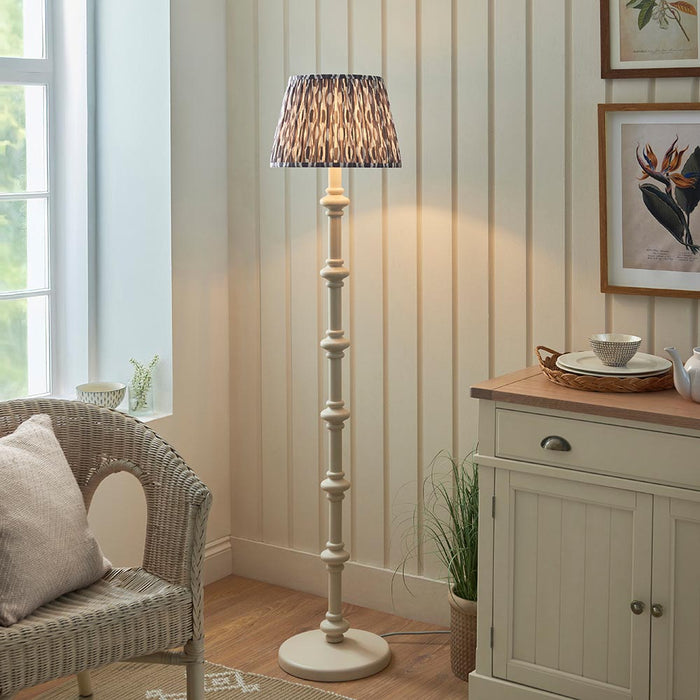 Carnaby And Ikat 35cm Pearl Grey Shade Floor Lamp With Satin Almond White Base