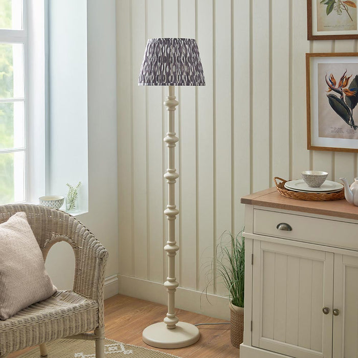 Carnaby And Ikat 35cm Pearl Grey Shade Floor Lamp With Satin Almond White Base