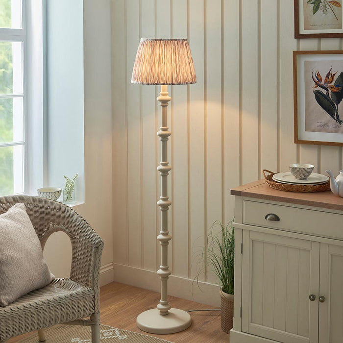 Carnaby And Ikat 35cm Neutral Shade Floor Lamp With Satin Almond White Base