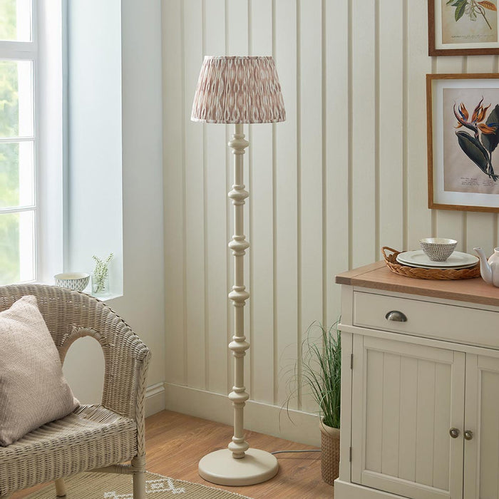 Carnaby And Ikat 35cm Neutral Shade Floor Lamp With Satin Almond White Base