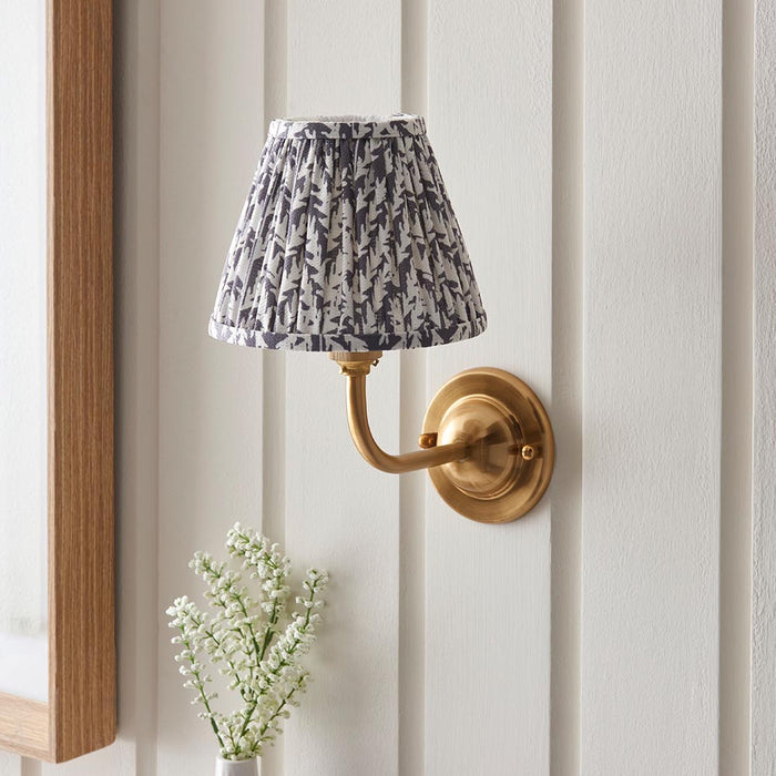 Dome Arc And Leaf 16cm Pearl Grey Shade Wall Light In Brushed Aged Brass