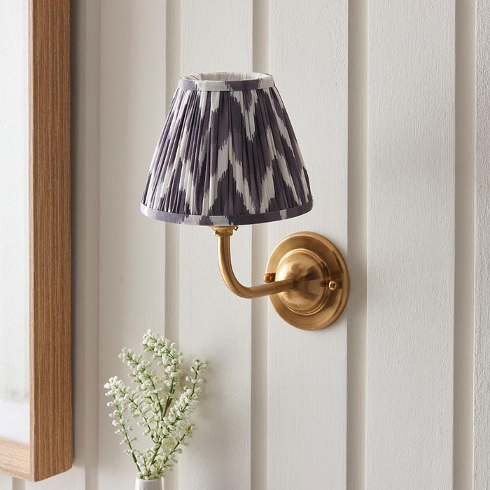 Dome Arc And Zigzag 16cm Pearl Grey Shade Wall Light In Brushed Aged Brass