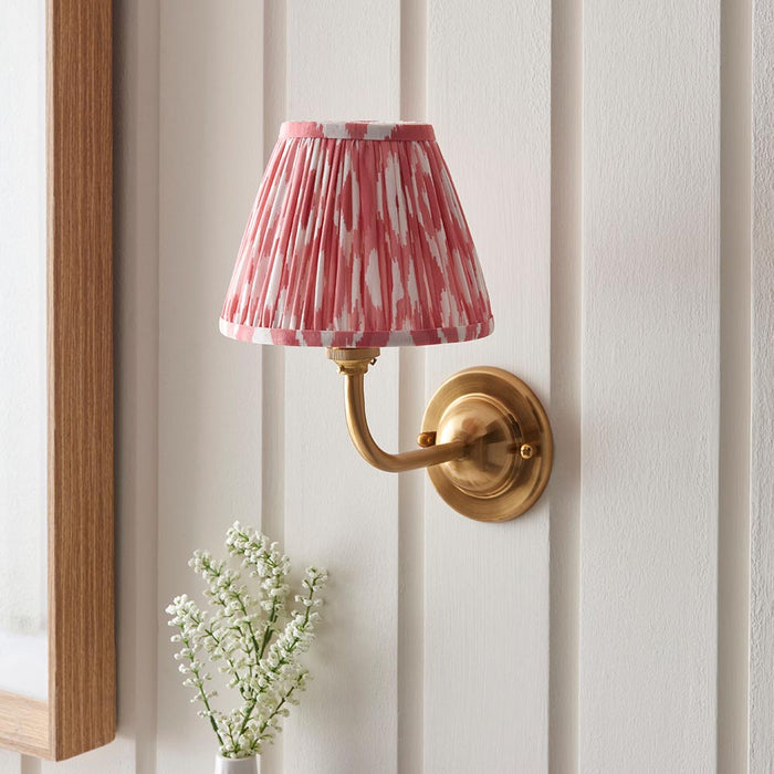 Dome Arc And Ikat 16cm Coral Pink Shade Wall Light In Brushed Aged Brass