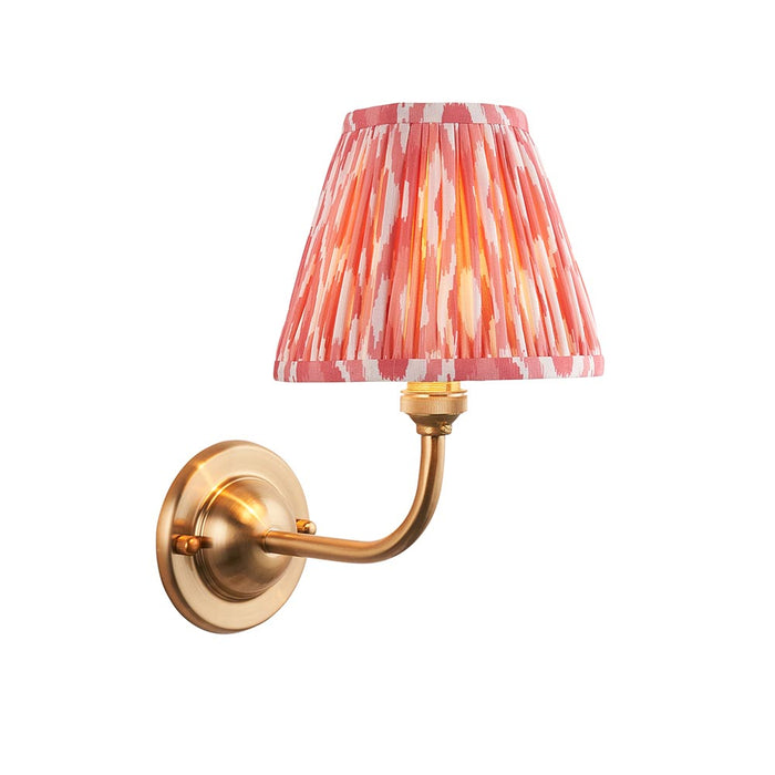 Dome Arc And Ikat 16cm Coral Pink Shade Wall Light In Brushed Aged Brass
