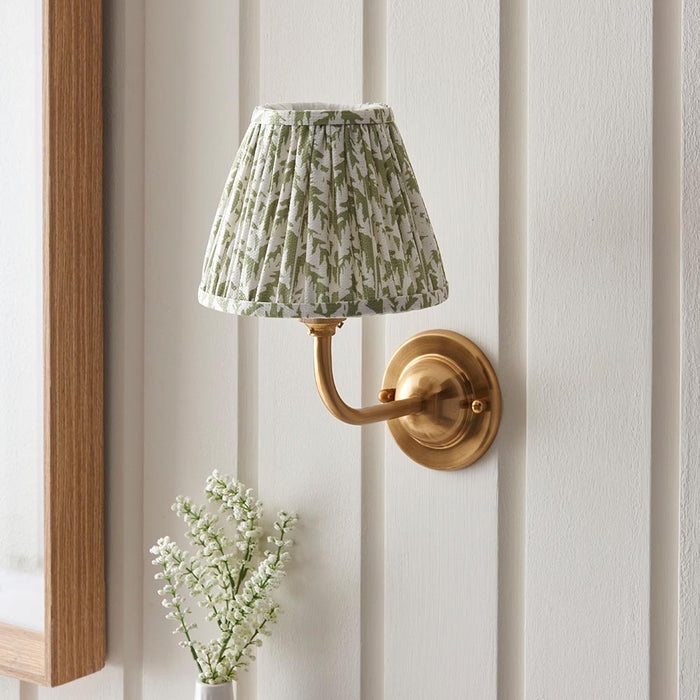 Dome Arc And Leaf 16cm Herb Garden Green Shade Wall Light In Brushed Aged Brass