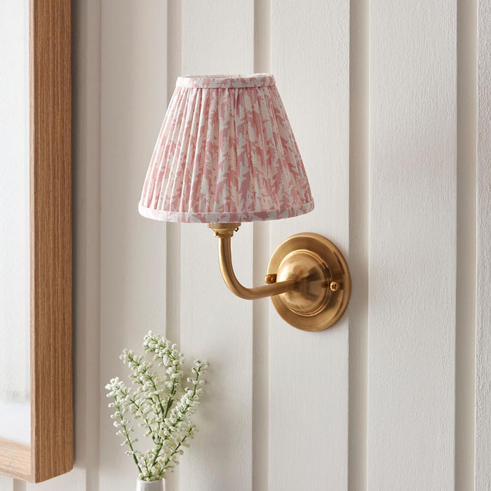 Dome Arc And Leaf 16cm Peachy Keen Shade Wall Light In Brushed Aged Brass