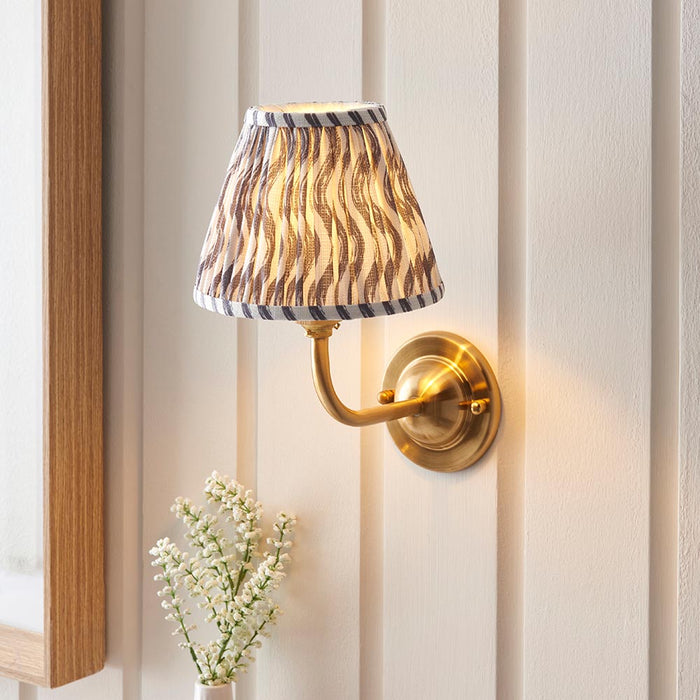 Dome Arc And Ripple 16cm Pearl Grey Shade Wall Light In Brushed Aged Brass