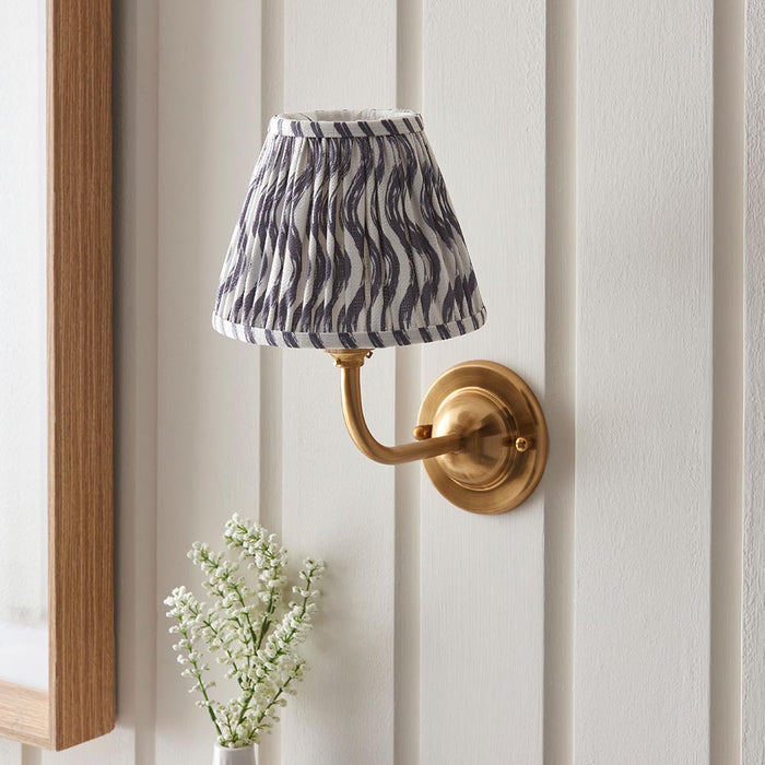 Dome Arc And Ripple 16cm Pearl Grey Shade Wall Light In Brushed Aged Brass