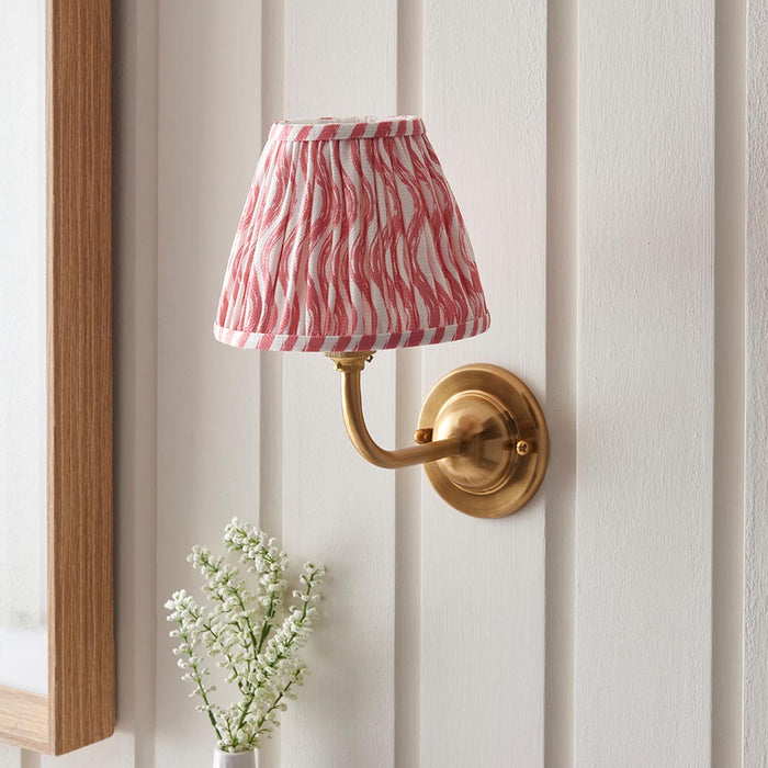 Dome Arc And Ripple 16cm Coral Pink Shade Wall Light In Brushed Aged Brass