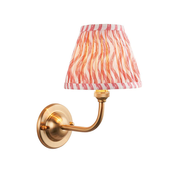 Dome Arc And Ripple 16cm Coral Pink Shade Wall Light In Brushed Aged Brass
