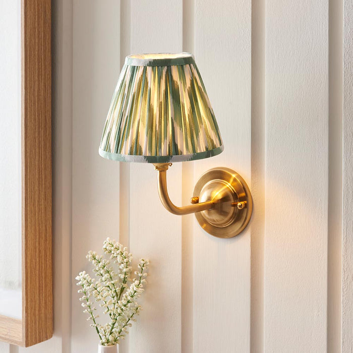 Dome Arc And Zigzag 16cm Cotswold Green Shade Wall Light In Brushed Aged Brass