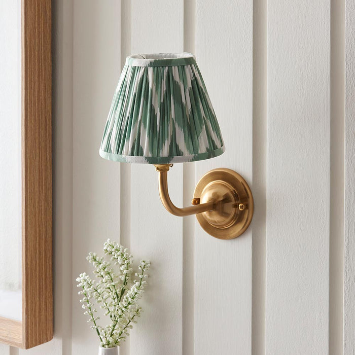 Dome Arc And Zigzag 16cm Cotswold Green Shade Wall Light In Brushed Aged Brass