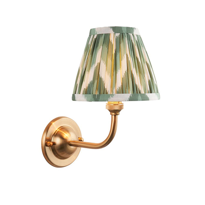 Dome Arc And Zigzag 16cm Cotswold Green Shade Wall Light In Brushed Aged Brass