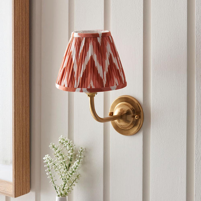 Dome Arc And Zigzag 16cm Apricot Orange Shade Wall Light In Brushed Aged Brass