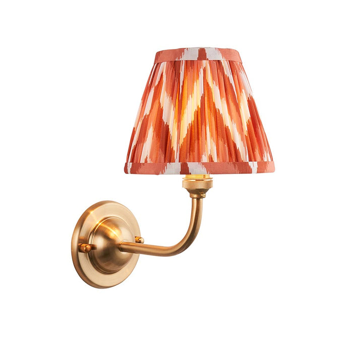 Dome Arc And Zigzag 16cm Apricot Orange Shade Wall Light In Brushed Aged Brass
