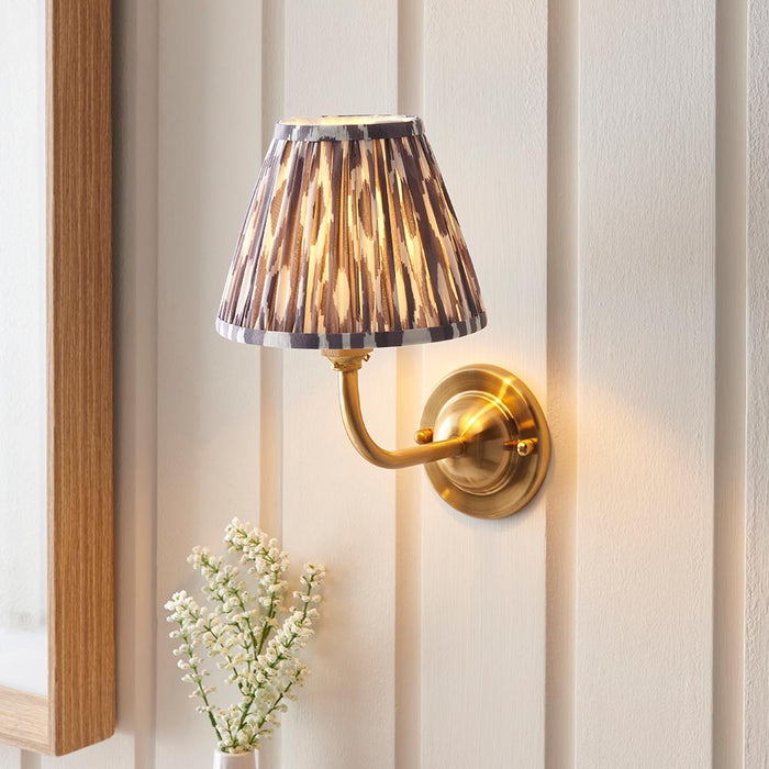 Dome Arc And Ikat 16cm Pearl Grey Shade Wall Light In Brushed Aged Brass