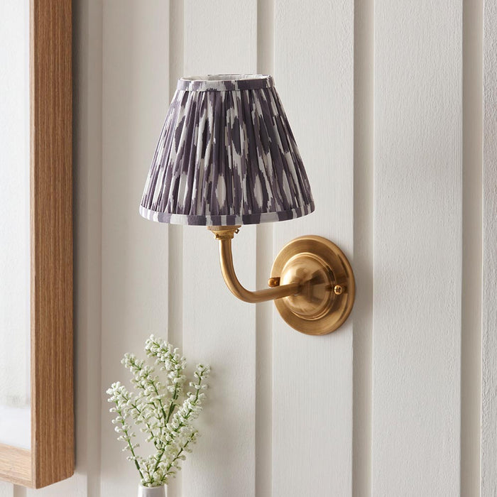Dome Arc And Ikat 16cm Pearl Grey Shade Wall Light In Brushed Aged Brass