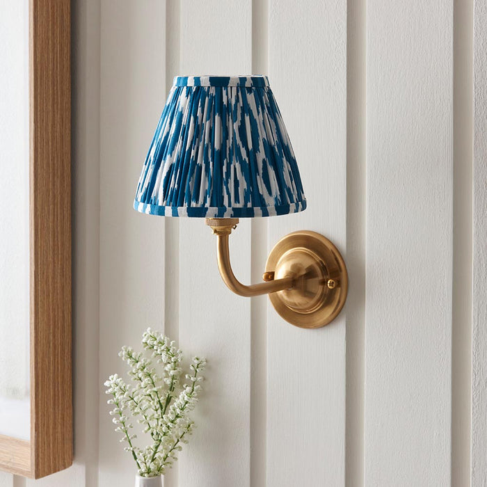 Dome Arc And Ikat 16cm Marlin Blue Shade Wall Light In Brushed Aged Brass