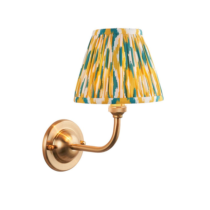 Dome Arc And Ikat 16cm Yellow And Jade Shade Wall Light In Brushed Aged Brass