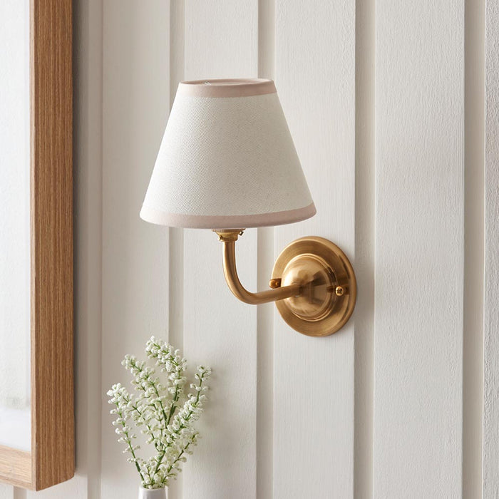 Dome Arc And Ivy 16cm Vintage White Shade Wall Light In Brushed Aged Brass