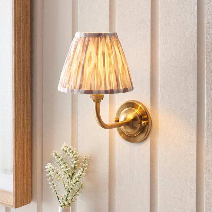 Dome Arc And Ikat 16cm Neutral Shade Wall Light In Brushed Aged Brass