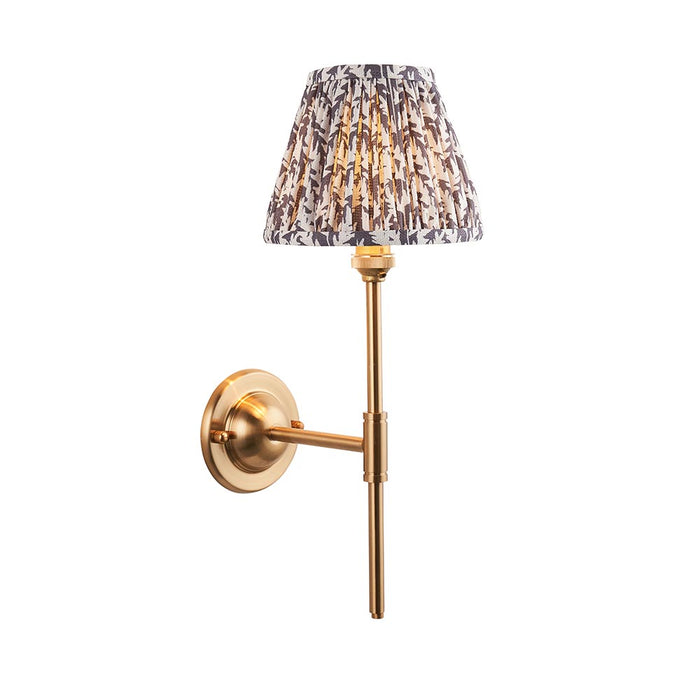 Dome T Bar And Leaf 16cm Pearl Grey Shade Wall Light In Brushed Aged Brass