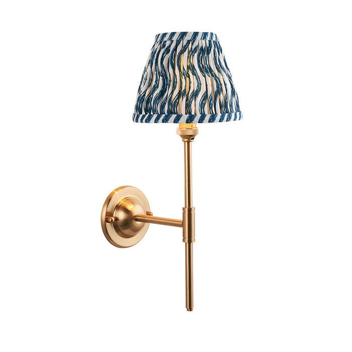 Dome T Bar And Ripple 16cm Marlin Blue Shade Wall Light In Brushed Aged Brass