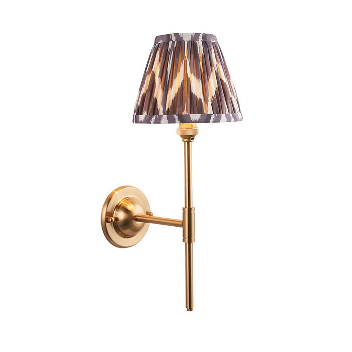 Dome T Bar And Zigzag 16cm Pearl Grey Shade Wall Light In Brushed Aged Brass