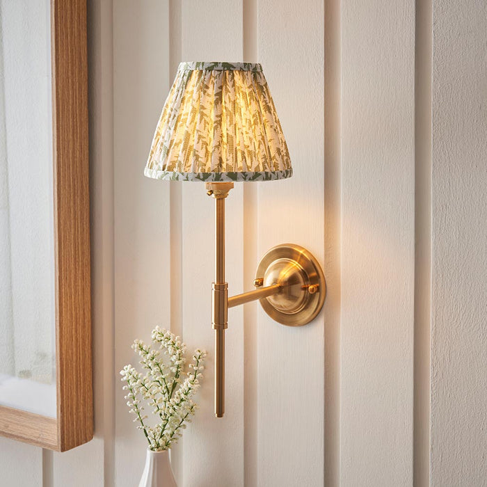 Dome T Bar And Leaf 16cm Herb Garden Green Shade Wall Light In Brushed Aged Brass