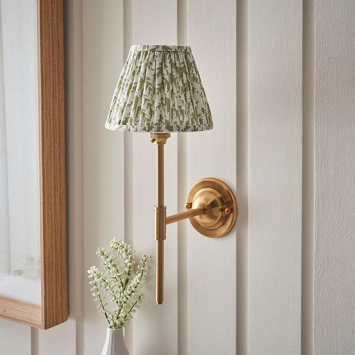 Dome T Bar And Leaf 16cm Herb Garden Green Shade Wall Light In Brushed Aged Brass