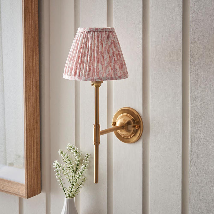 Dome T Bar And Leaf 16cm Peachy Keen Shade Wall Light In Brushed Aged Brass