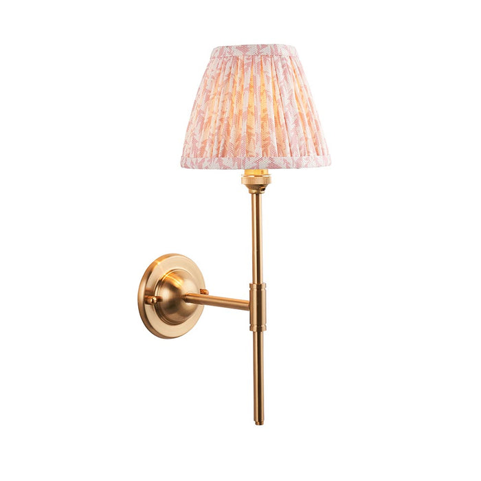 Dome T Bar And Leaf 16cm Peachy Keen Shade Wall Light In Brushed Aged Brass