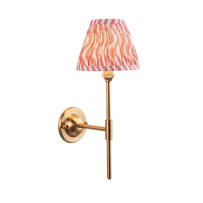 Dome T Bar And Ripple 16cm Coral Pink Shade Wall Light In Brushed Aged Brass