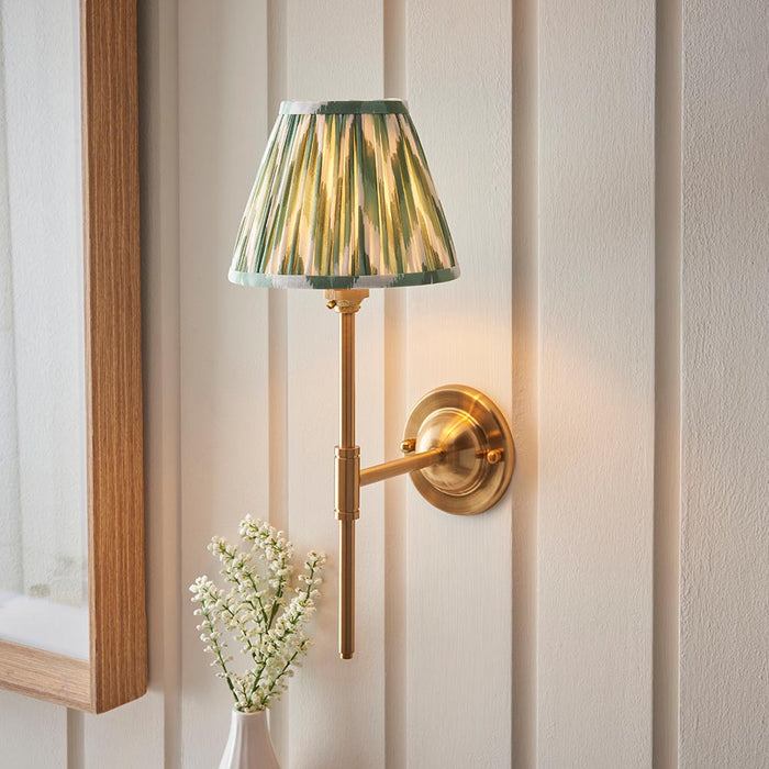 Dome T Bar And Zigzag 16cm Cotswold Green Shade Wall Light In Brushed Aged Brass