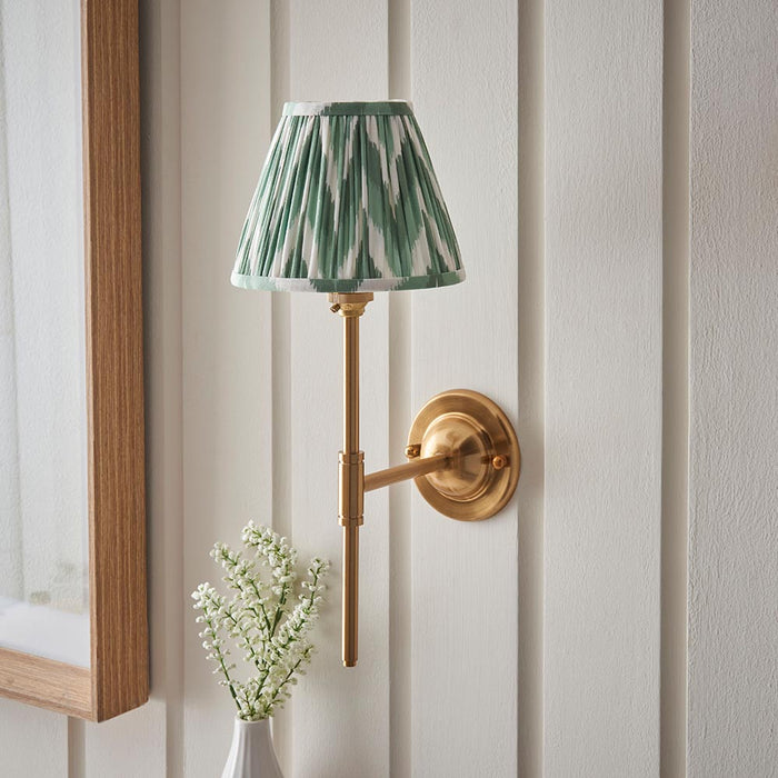 Dome T Bar And Zigzag 16cm Cotswold Green Shade Wall Light In Brushed Aged Brass