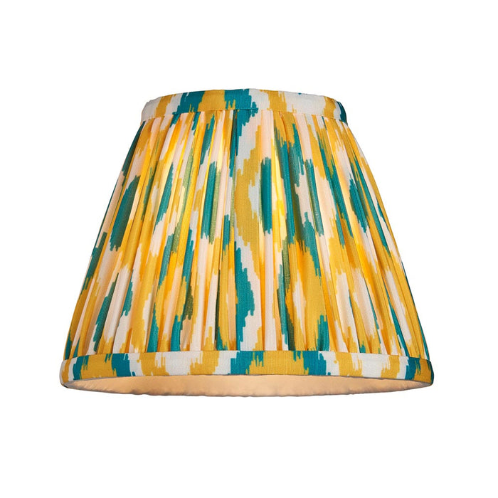 Dome T Bar And Ikat 16cm Yellow And Jade Shade Wall Light In Brushed Aged Brass
