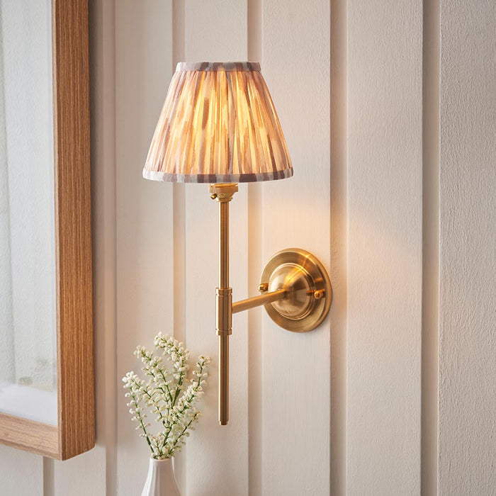 Dome T Bar And Ikat 16cm Neutral Shade Wall Light In Brushed Aged Brass