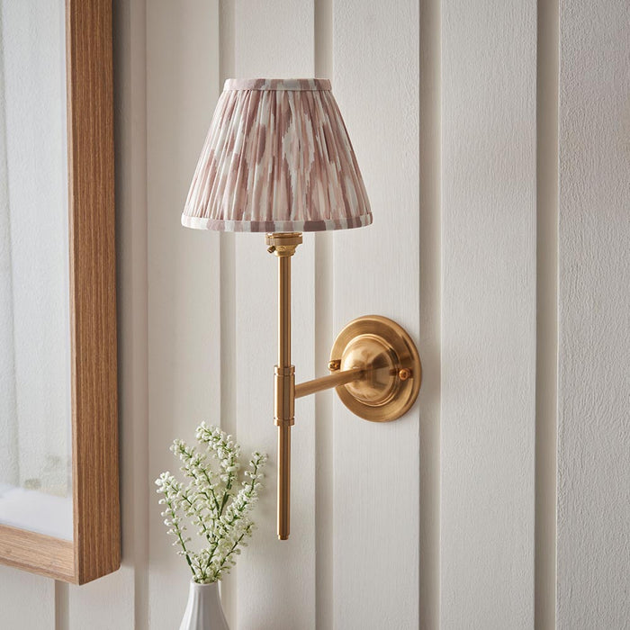 Dome T Bar And Ikat 16cm Neutral Shade Wall Light In Brushed Aged Brass