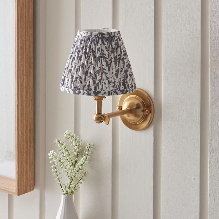 Dome Wing And Leaf 16cm Pearl Grey Shade Wall Light In Brushed Aged Brass